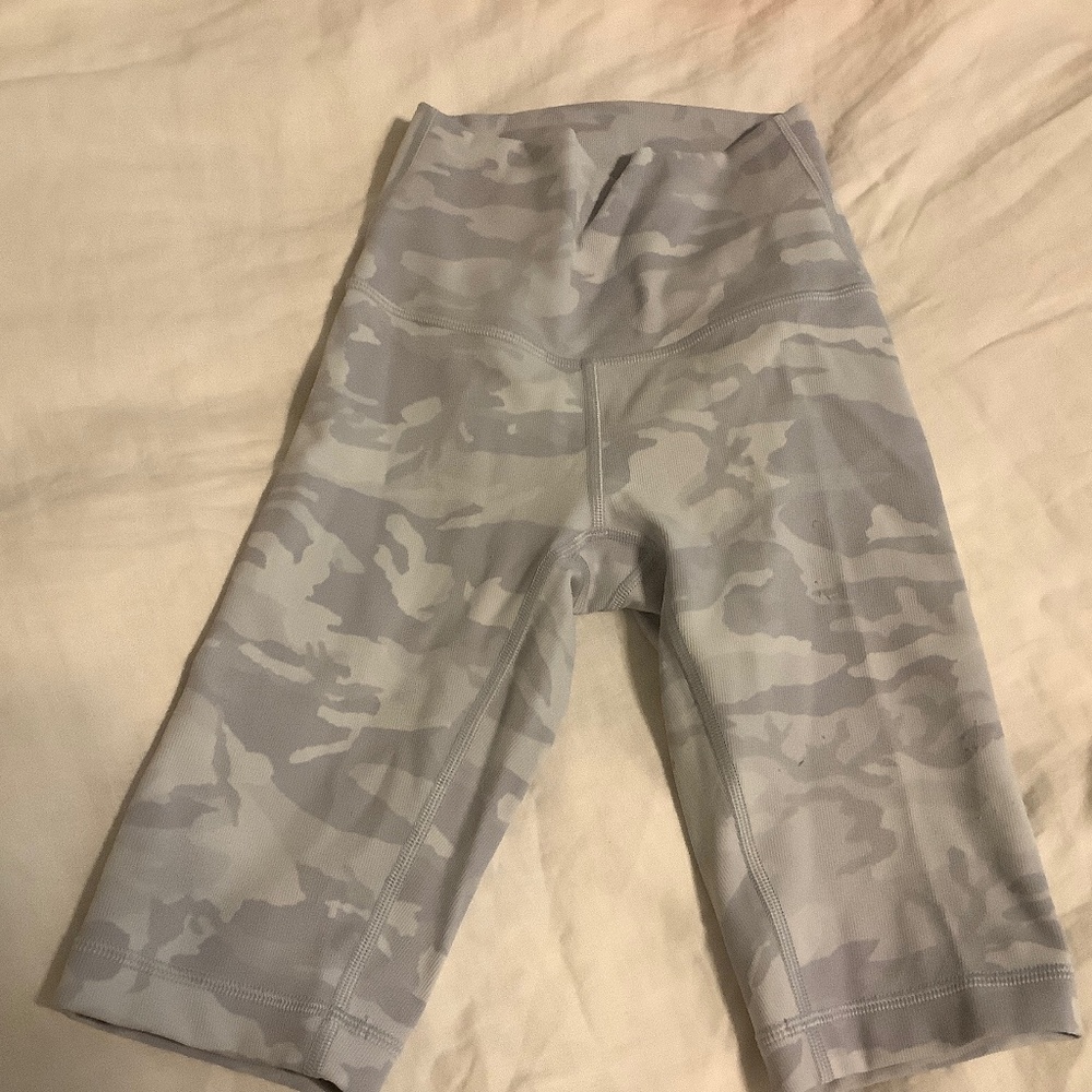 Lululemon white camo biker shorts